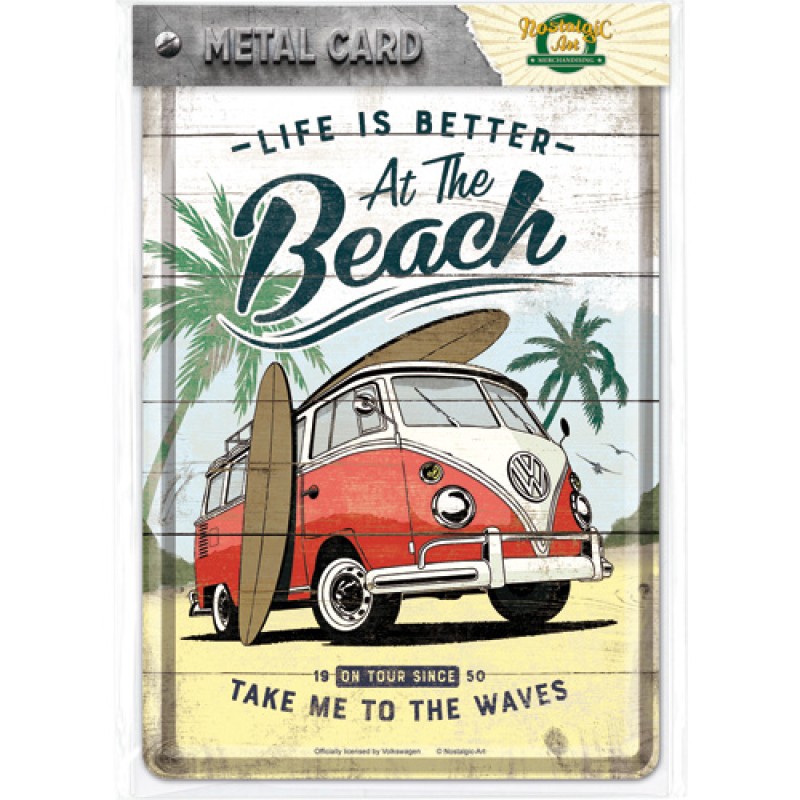 Nostalgic Μεταλλική κάρτα σε φάκελο Volkswagen VW Bulli - Beach