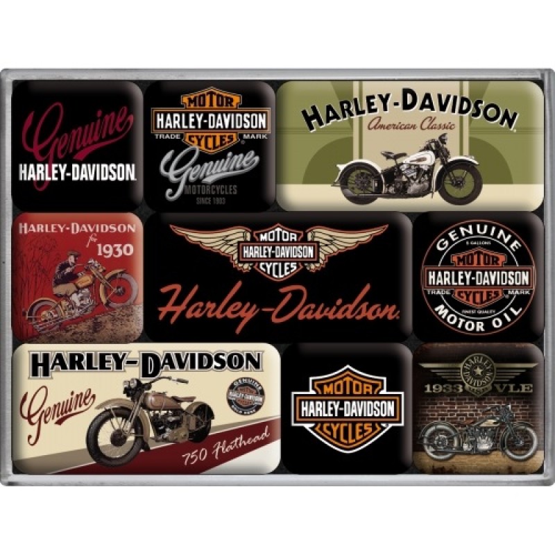 Nostalgic μεταλλικά Μαγνητάκια (Σετ 9 τεμαχίων) Harley-Davidson Bikes
